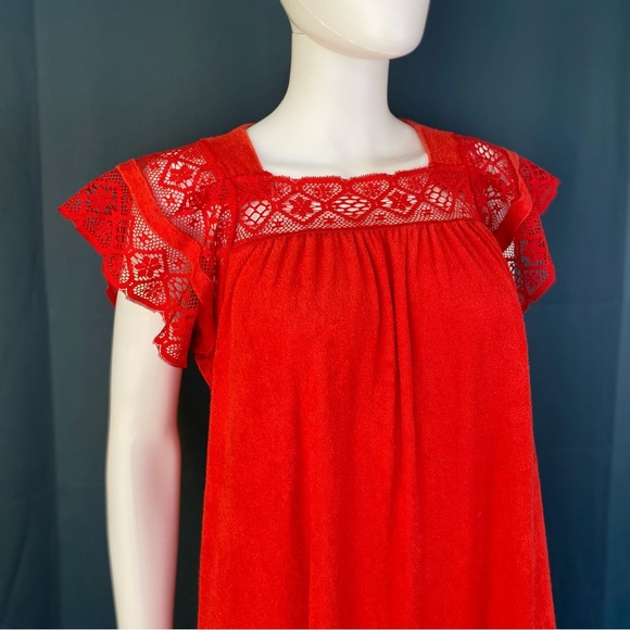 Vintage 70s Terry Cloth Lace Nightgown - Picture 3 of 6